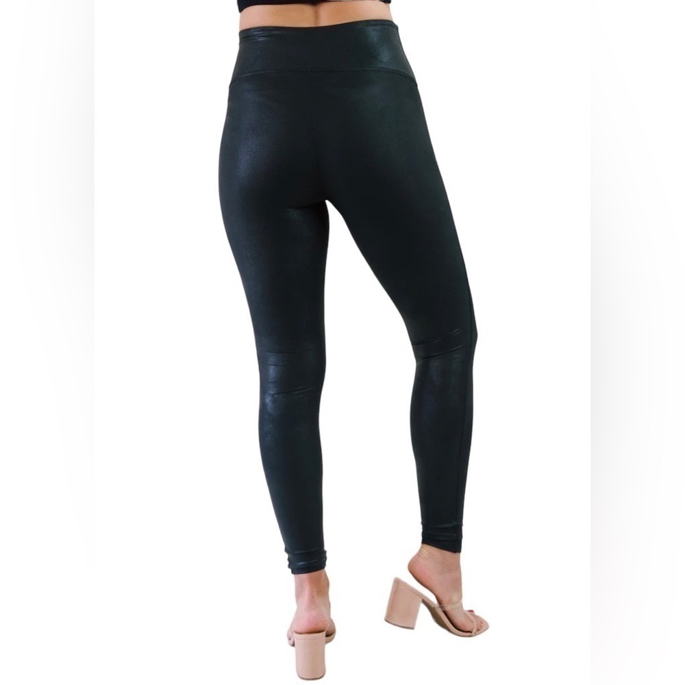 Spanx Matte Black Faux Leather Leggings Tights Sz S